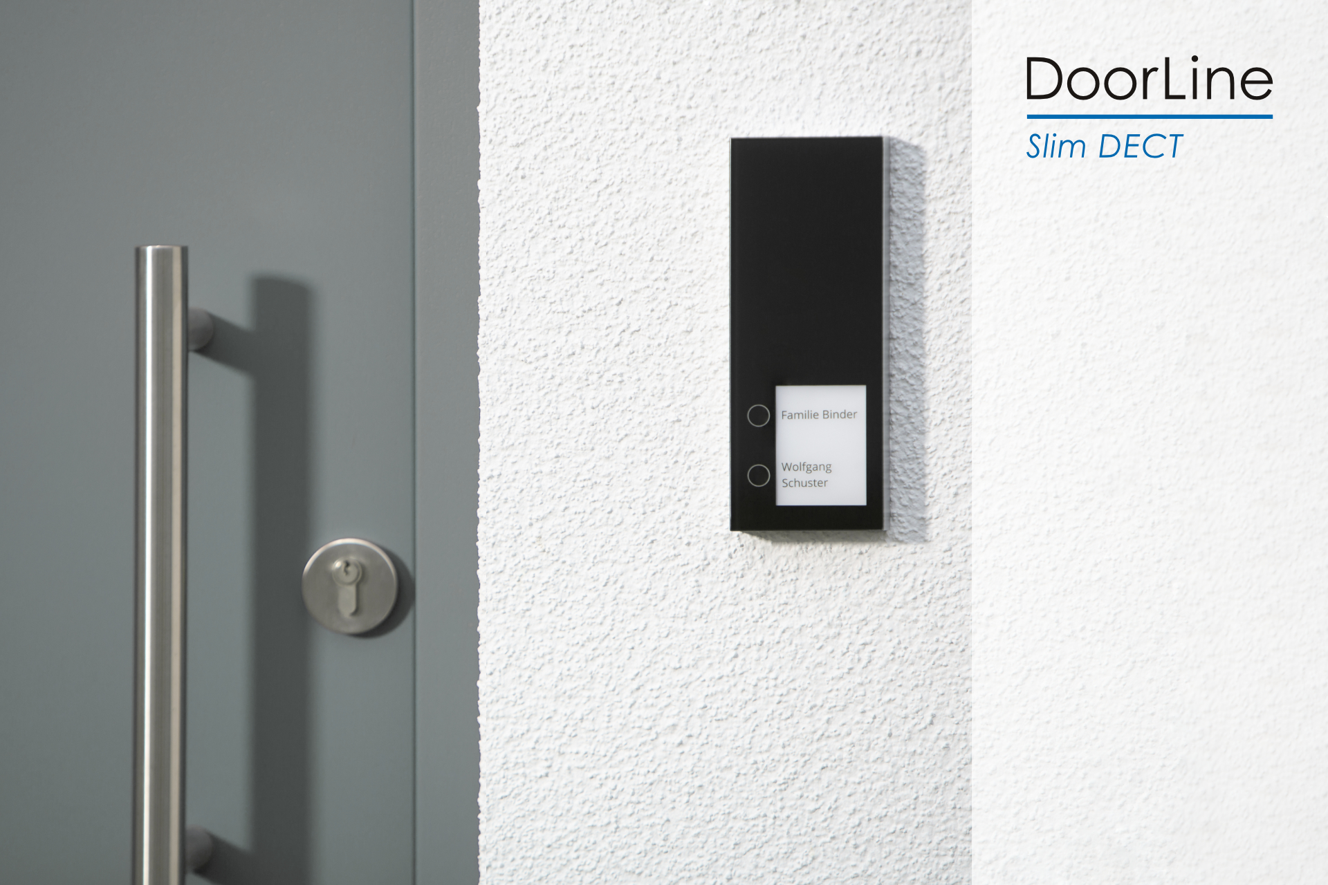 DoorLine Slim DECT | Funk-Türsprechanlage für DECT-Router | FRITZ!Box | 2 Taster | Rufweiterleitung |